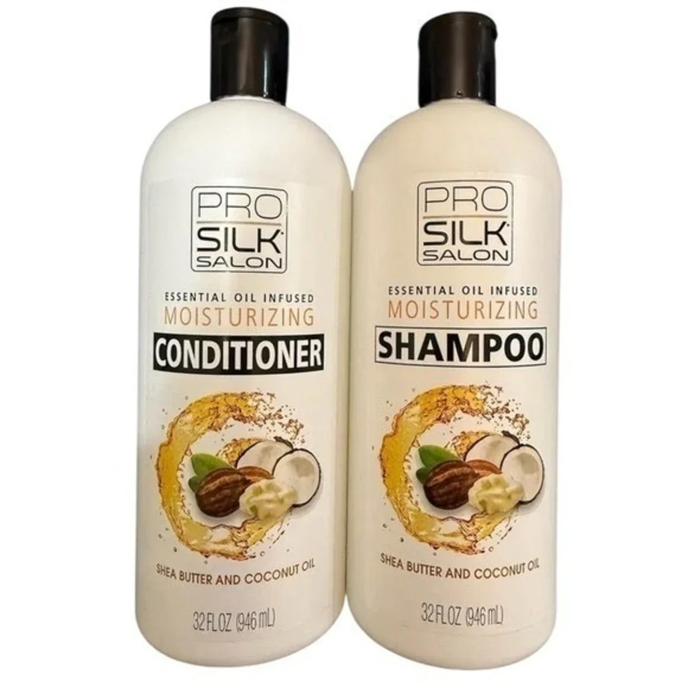 PRO SILK SALON Moisturizing Shampoo Conditioner Set Shea Butter Coconut Oil 32oz